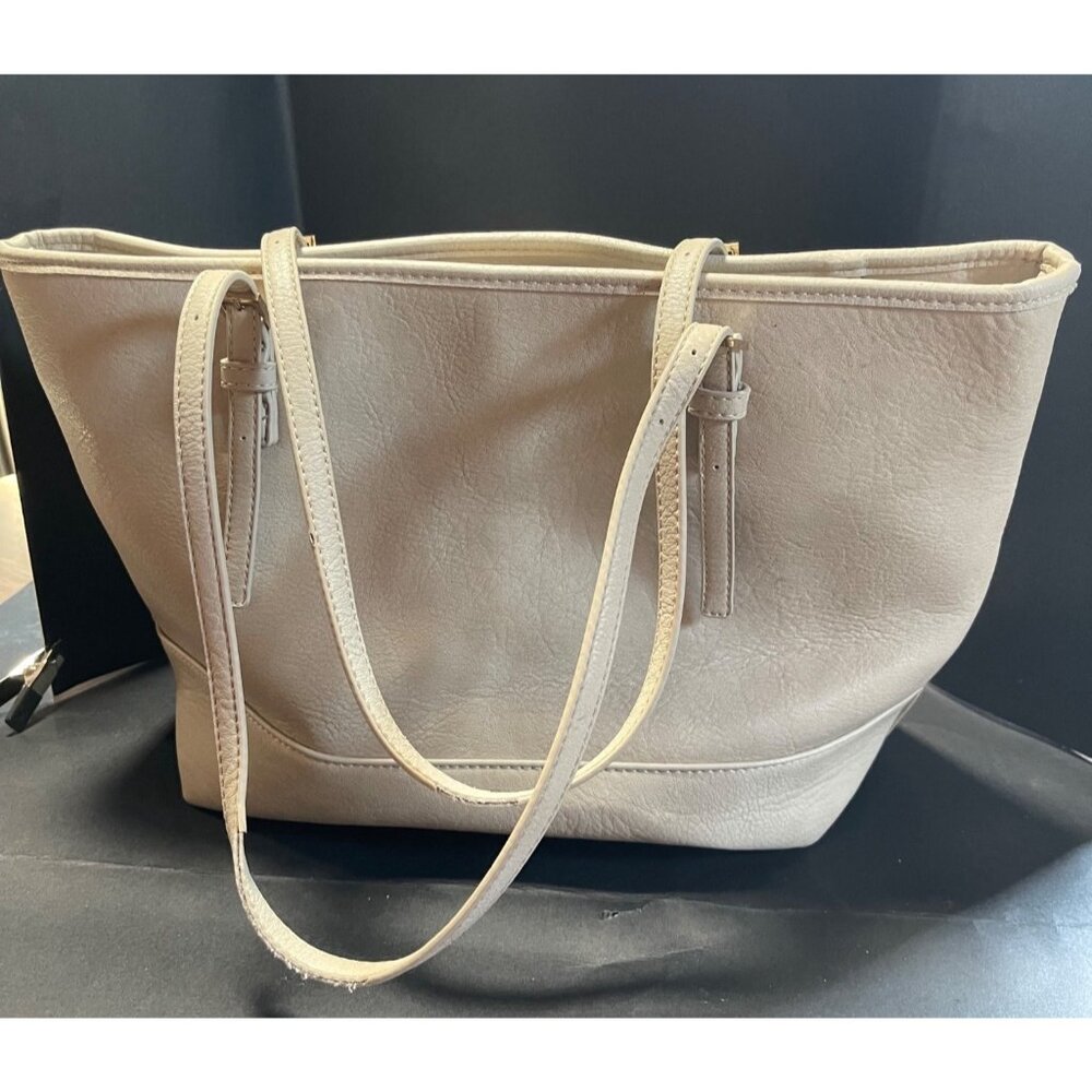Urban Expressions Robi Work Tote Handbag in Cream Color Spacious Interior Vegan